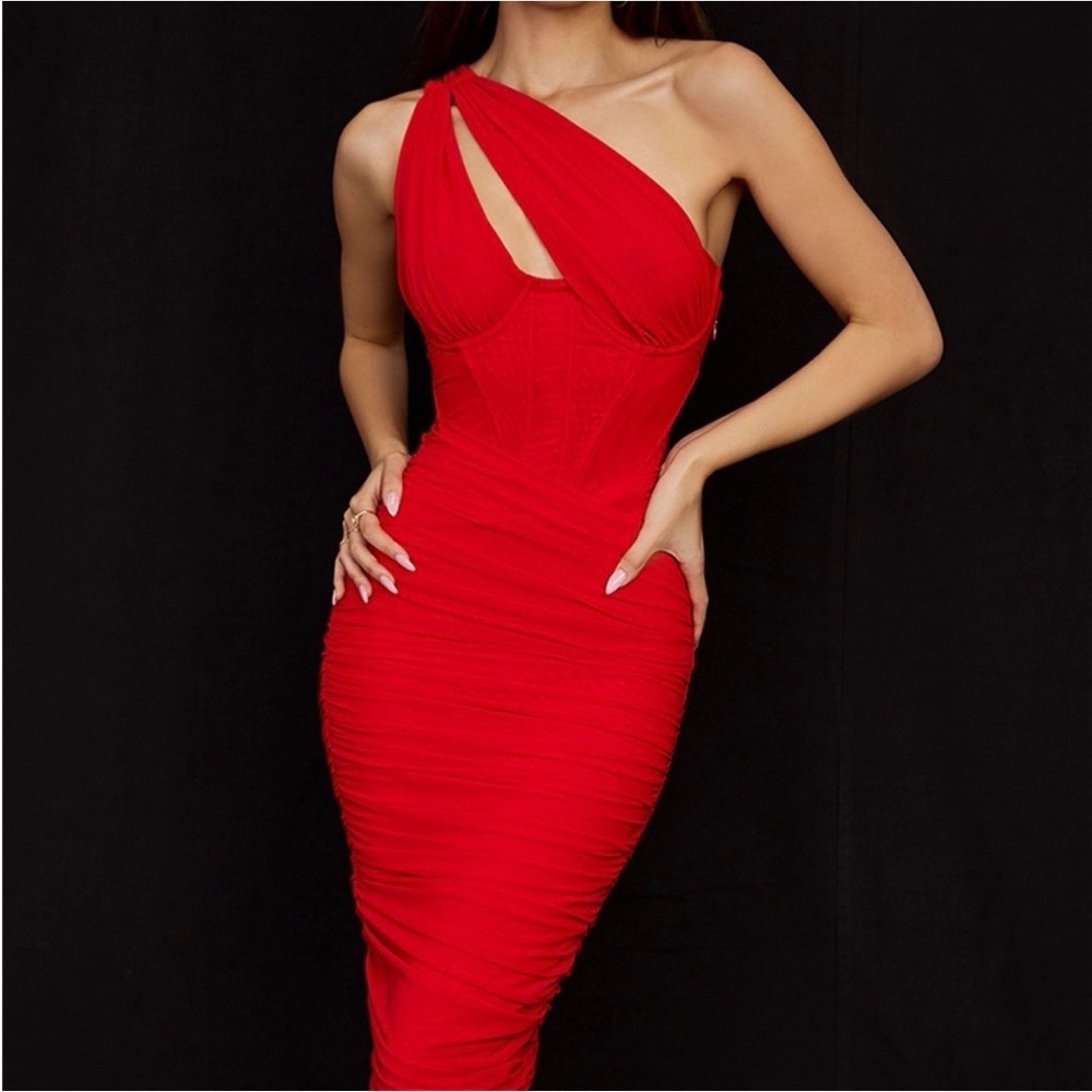 House of CB Striking Scarlet One-Shoulder Dress,Size S